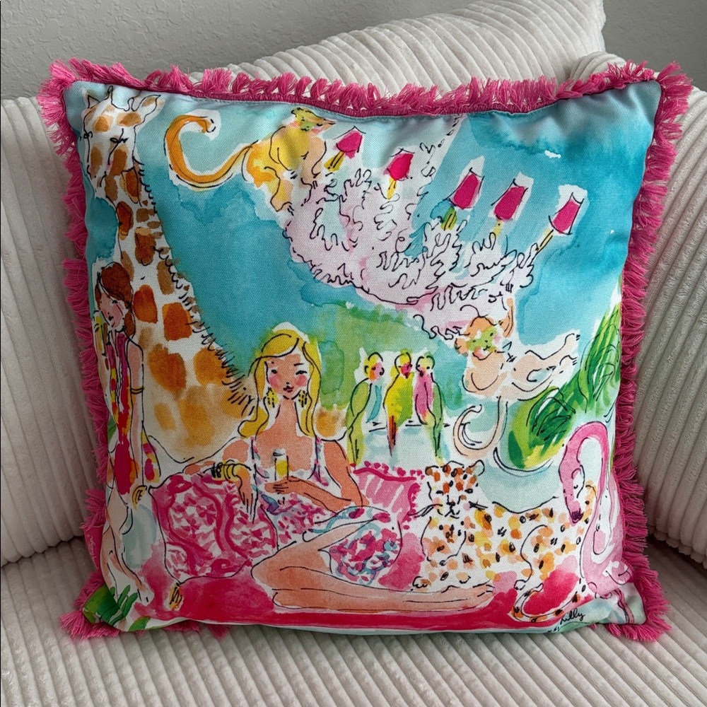 Lilly Pulitzer Pink and White Decorative Pillow